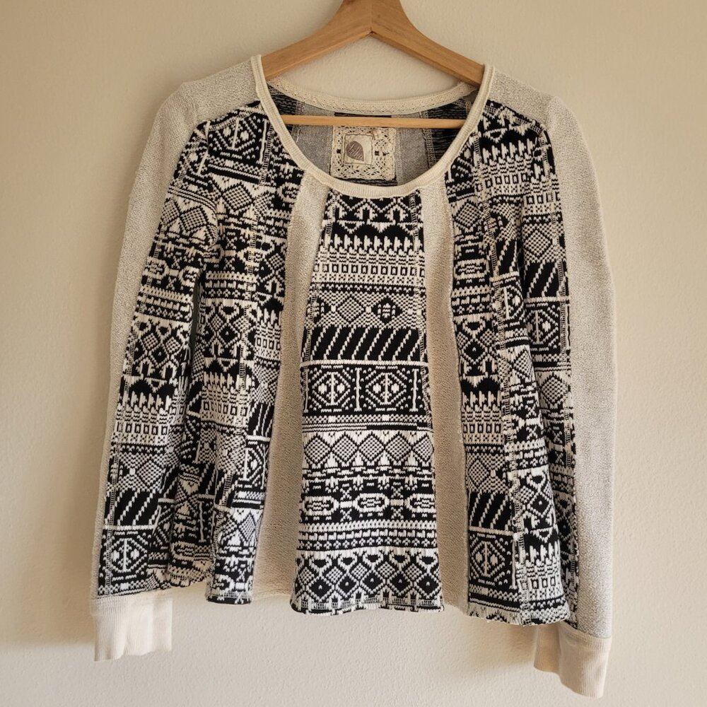 Anthropologie Lilka Geo Jacquard Swing Sweater Size XS Aztec Print Bohemian